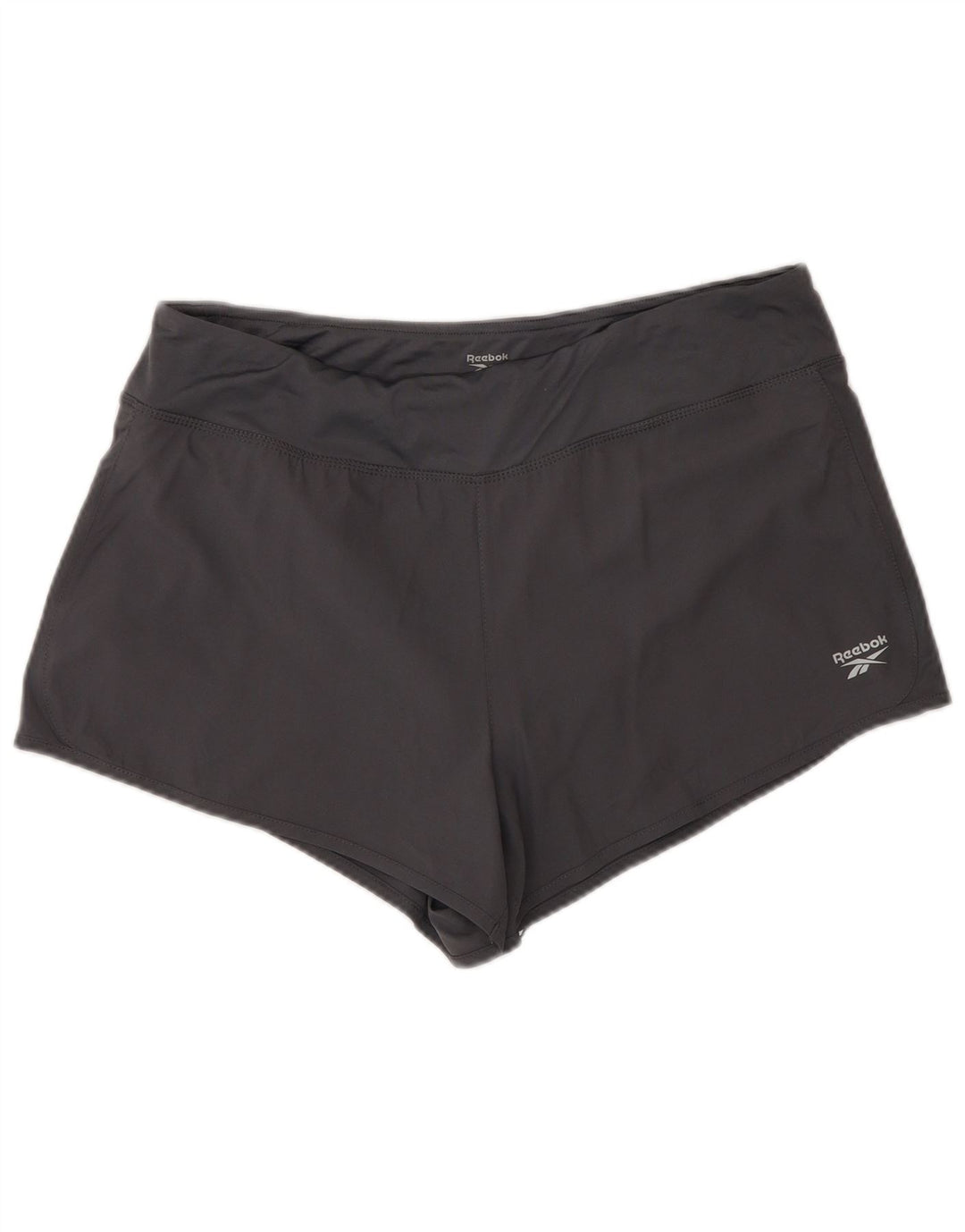 Shorts esportivos femininos Reebok UK 16 grande poliéster cinza