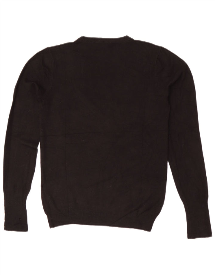 Zara Womens Crew Neck Jumper Sweater UK 12 Medium Black Viscose