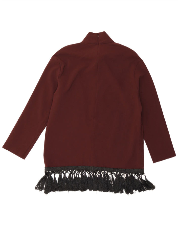 Zara Womens Long Sleeve Tunic Top UK 14 Medium Burgundy