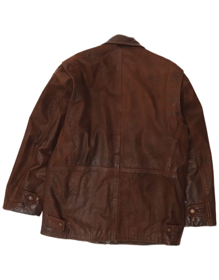 Giacca in pelle da uomo della collezione Vali UK 40 grande in pelle marrone