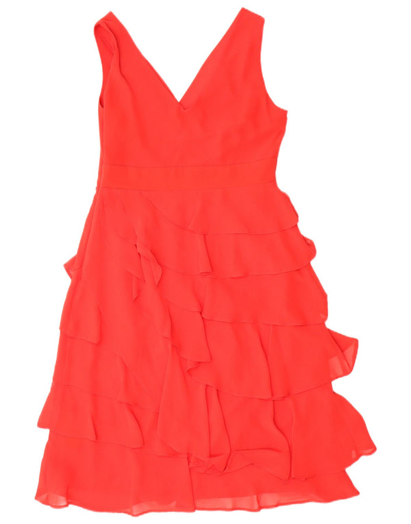Debenhams Womens Petite Ärmelloses Stufenkleid UK 12 Mittelrotes Polyester