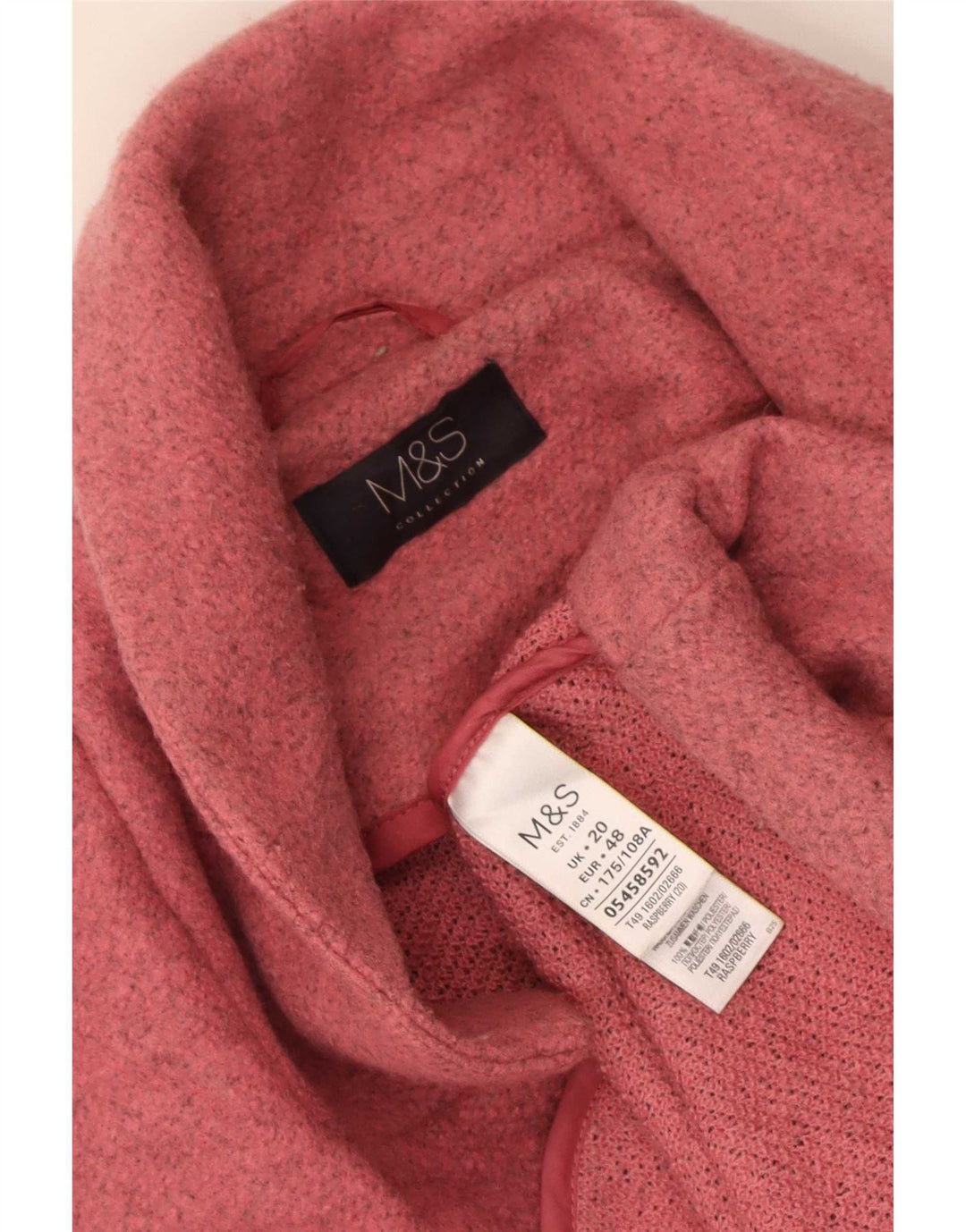 Marks & Spencer Damski płaszcz oversize UK 20 2XL Różowy poliester