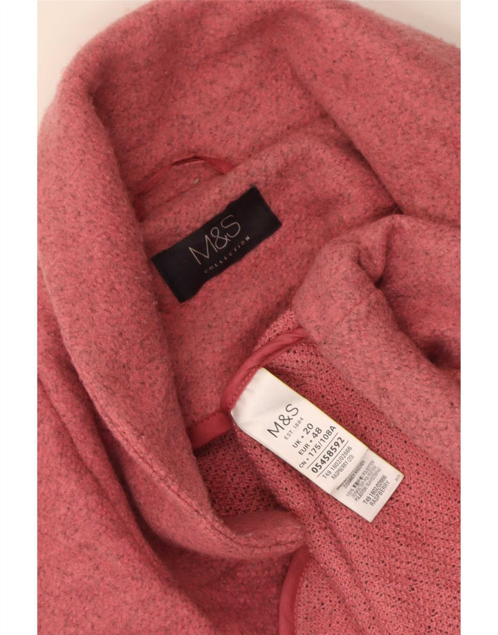 Marks & Spencer Damski płaszcz oversize UK 20 2XL Różowy poliester