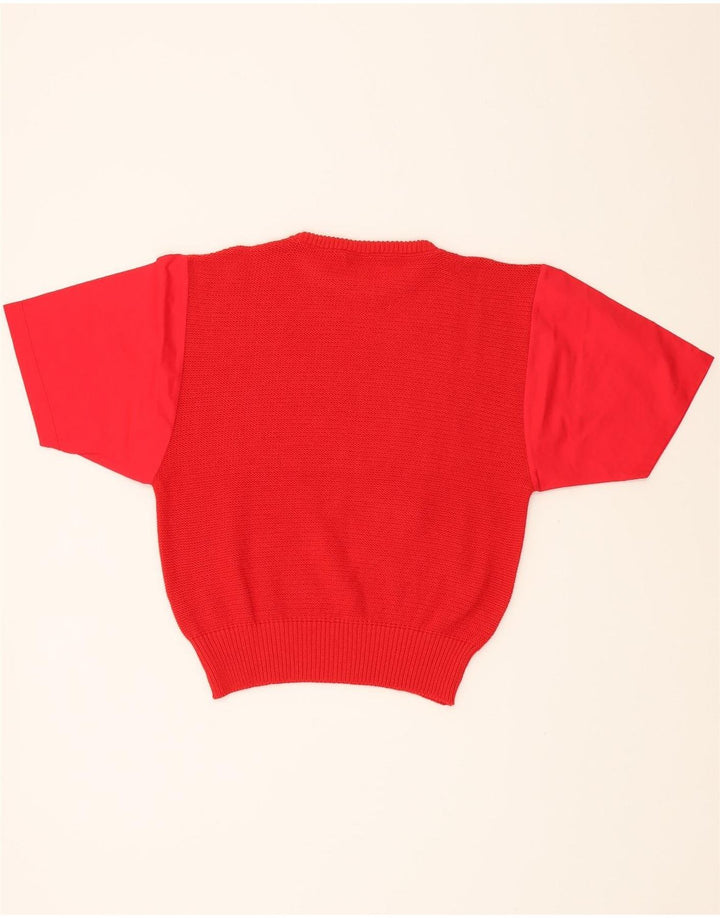 MOORER Womens Short Sleeve Crew Neck Jumper Sweater UK 14 Medium Red Vintage MooRER and Second-Hand MooRER from Messina Hembry 