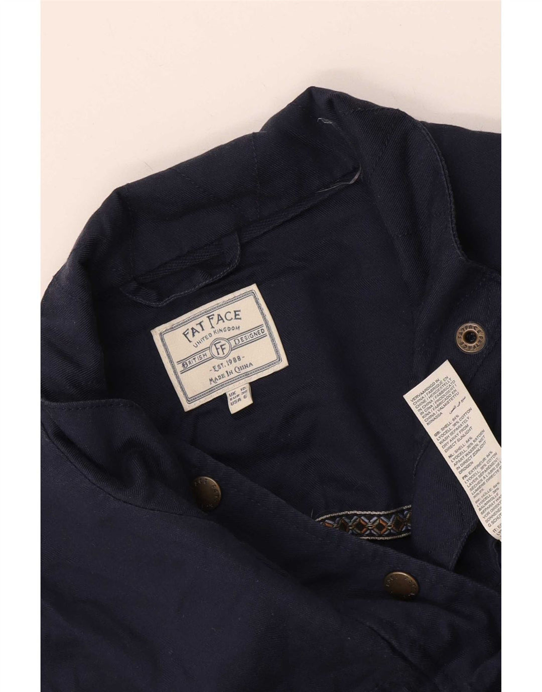 Fat Face Damen Militär-Utility-Jacke UK 10 Small Marineblau Lyocell