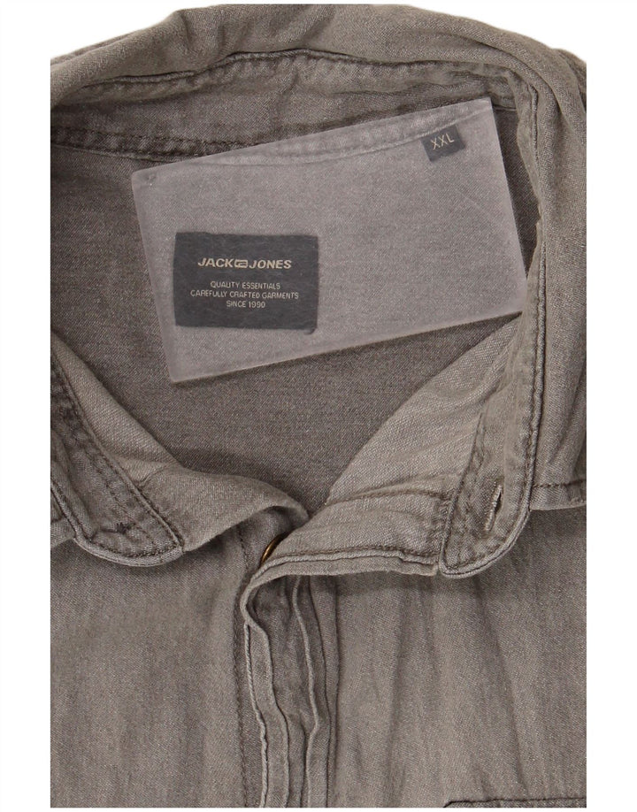 Jack & Jones Herrenhemd 2XL Grau Baumwolle