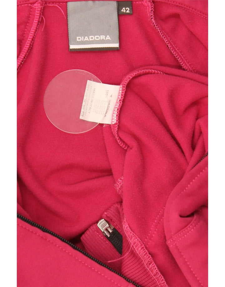Diadora Womens Zip Hoodie Sweater IT 42 Medium Pink Polyester
