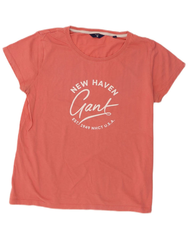 Gant Grafisk T-shirt top til kvinder DK 14 Large Pink Bomuld