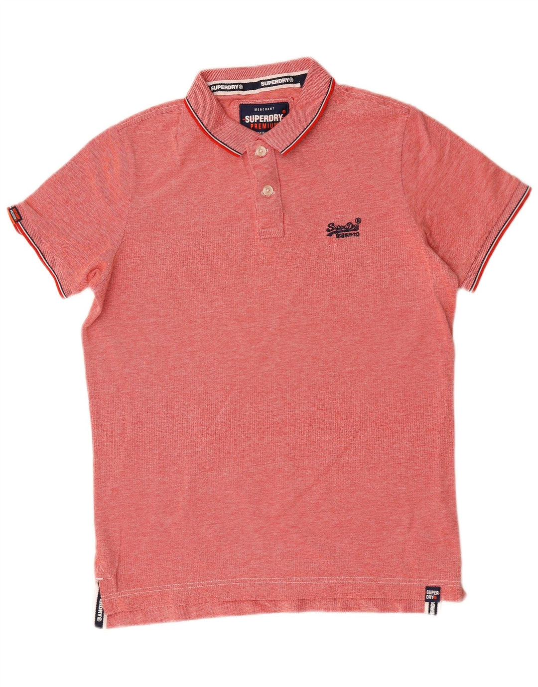 Superdry Mens Polo Shirt Large Red Flecked Cotton