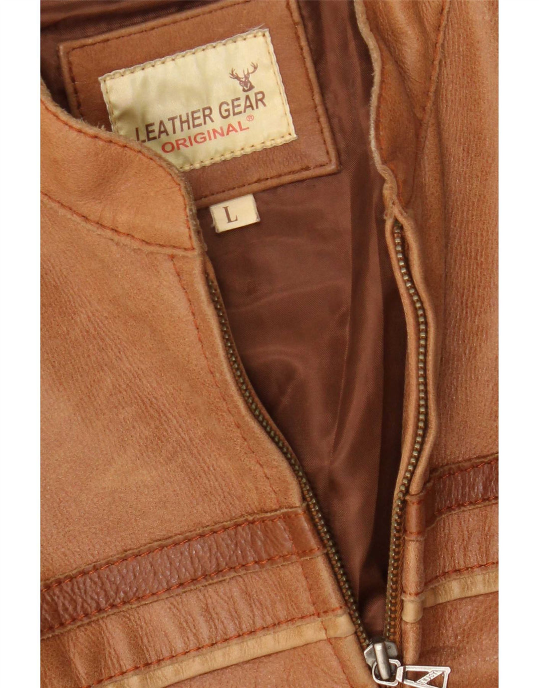 Vintage Mens Leather Racer Jacket UK 40 Large Brown