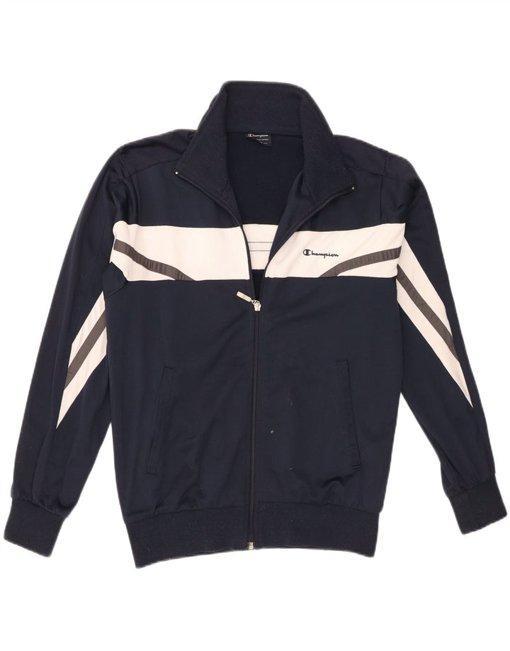 Champion Mens Tracksuit Top Jacket Small Navy Blue Colourblock Polyester