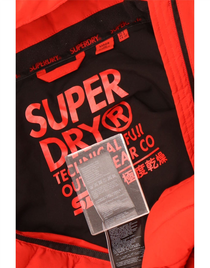 Damska wyściełana kurtka z kapturem Superdry UK 8, mała, czerwona, poliester