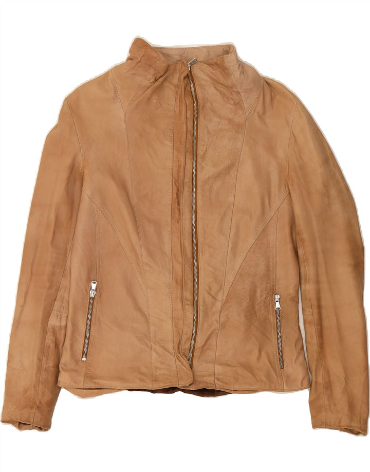 BARONE Womens Leather Jacket UK 18 XL Brown Leather Vintage Barone and Second-Hand Barone from Messina Hembry 