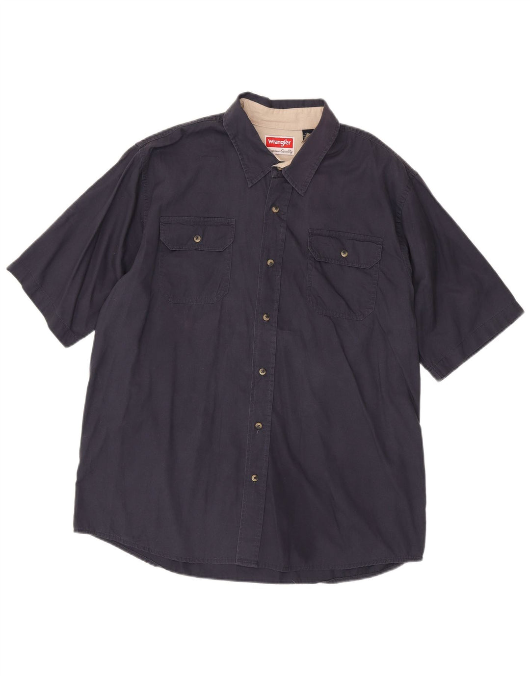 Wrangler Mens Short Sleeve Shirt XL Navy Blue Cotton