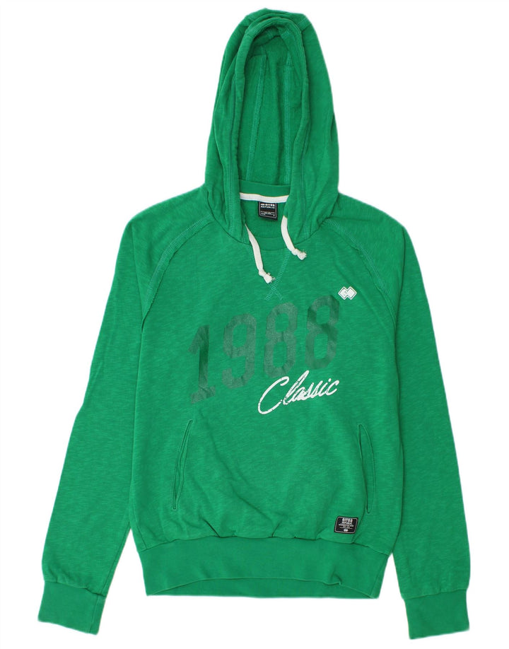 Errea Mens Graphic Hoodie Jumper Small Green Cotton