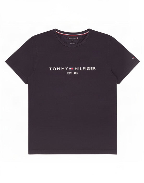 T-shirt grafica da uomo Tommy Hilfiger Top grande in cotone blu navy