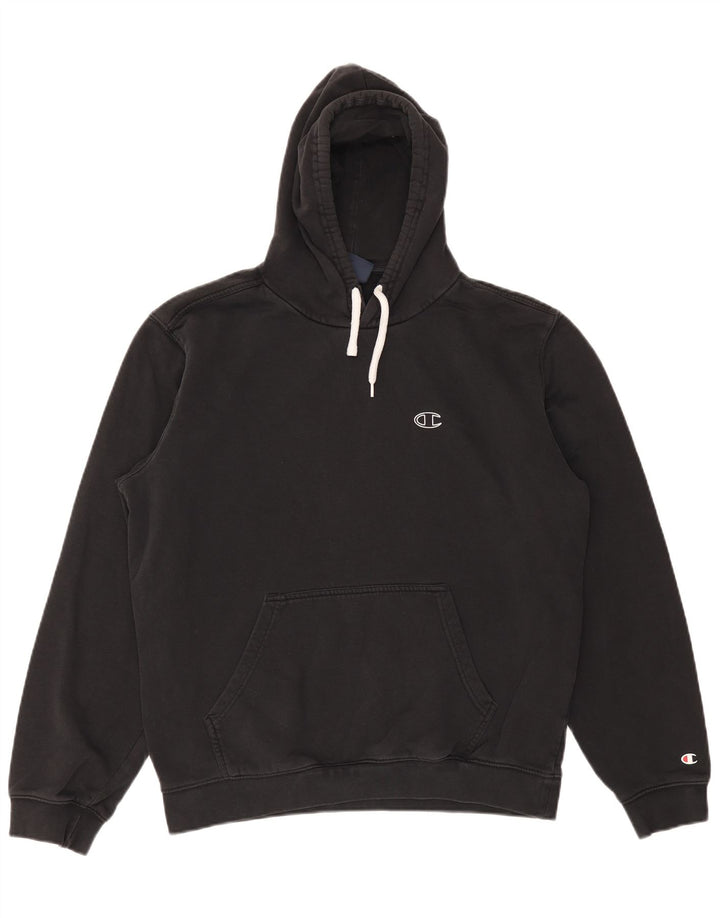 CHAMPION Mens Hoodie Jumper Large Black Cotton