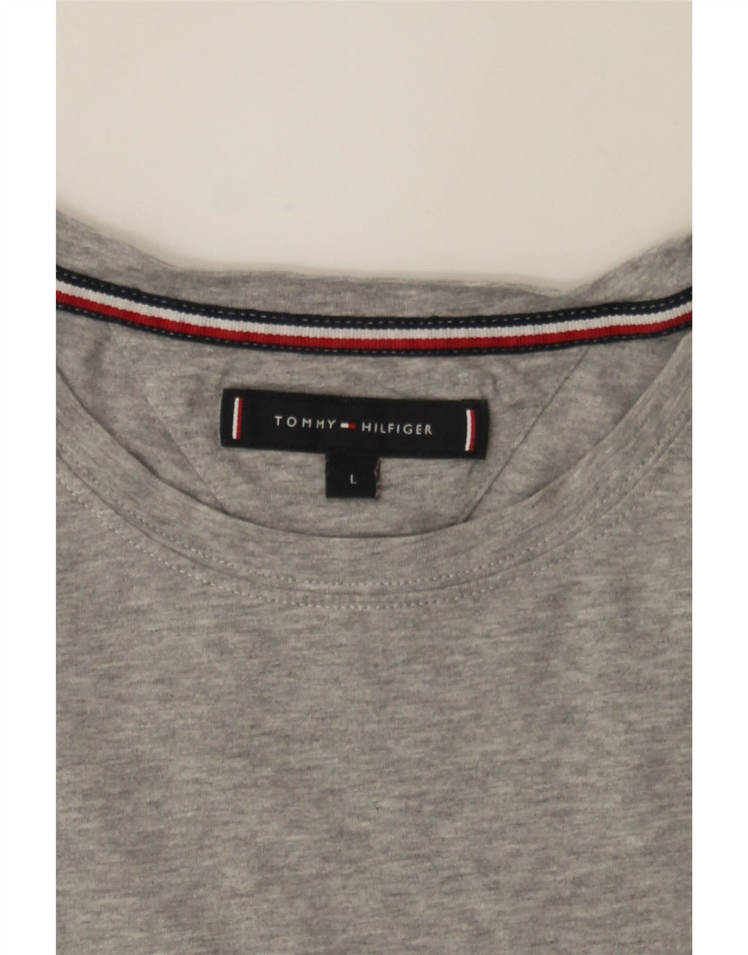 TOMMY HILFIGER Mens T-Shirt Top Large Grey Cotton Vintage Tommy Hilfiger and Second-Hand Tommy Hilfiger from Messina Hembry 