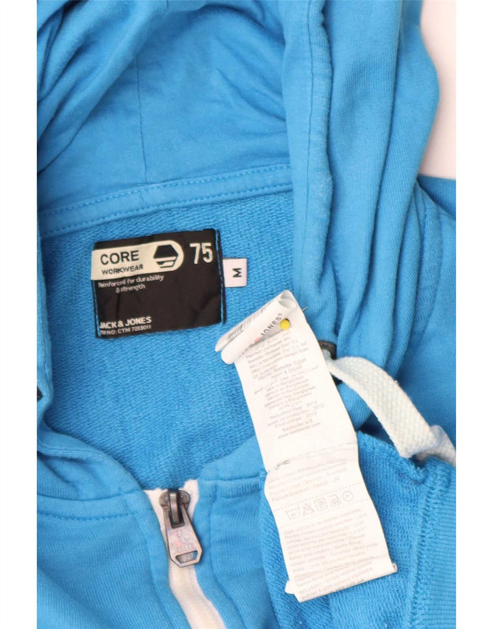 Jack & Jones Mens Graphic Zip Hoodie Sweater Medium Blue Cotton