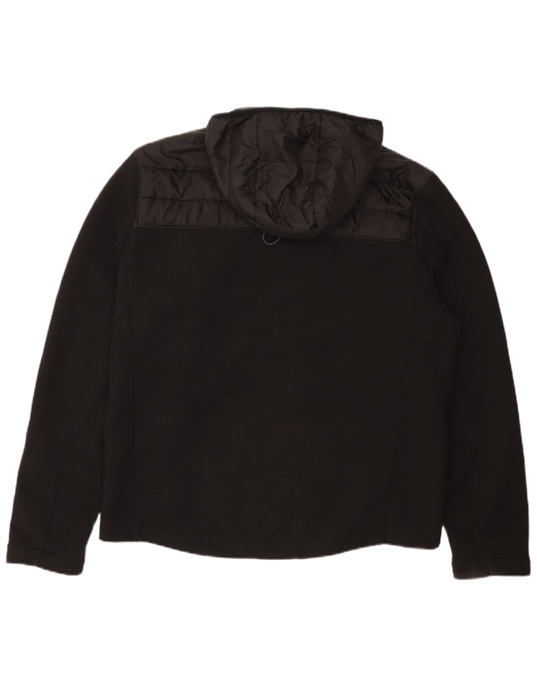 Zara Mens Hooded Padded Jacket UK 40 Large Black Cotton