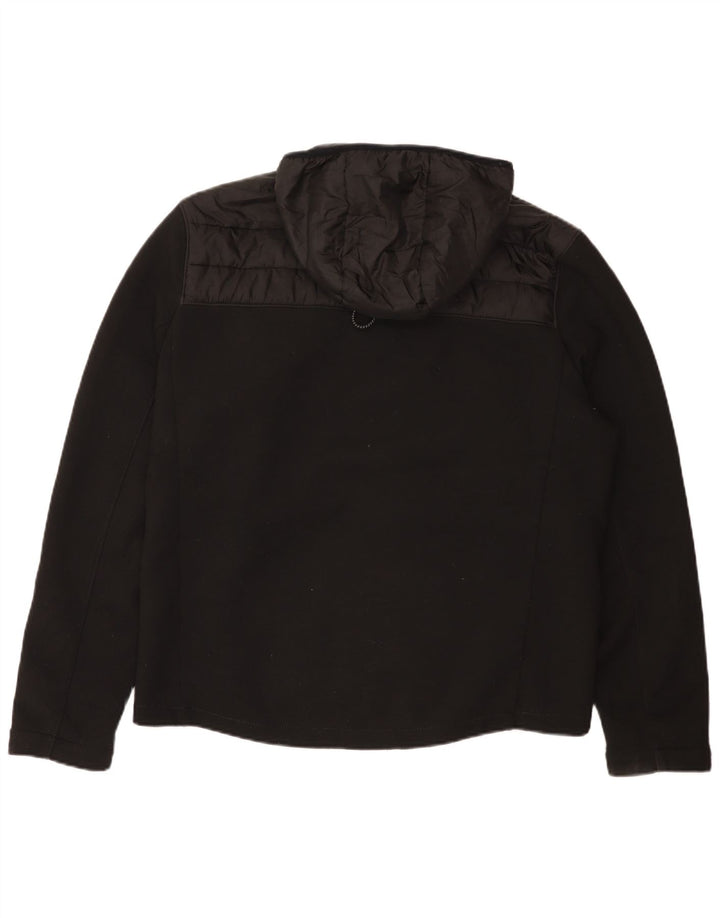 Zara Mens Hooded Padded Jacket UK 40 Large Black Cotton