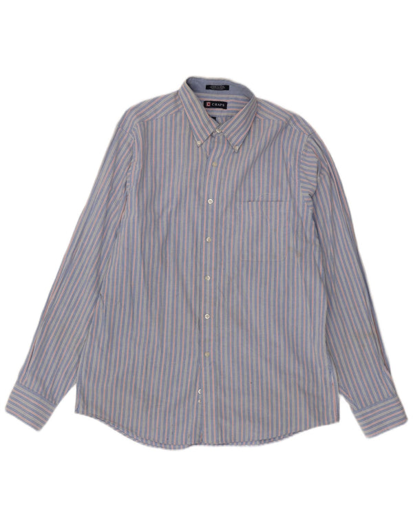 Camicia da uomo dalla vestibilità classica Chaps taglia 16 1/2 grande cotone gessato blu