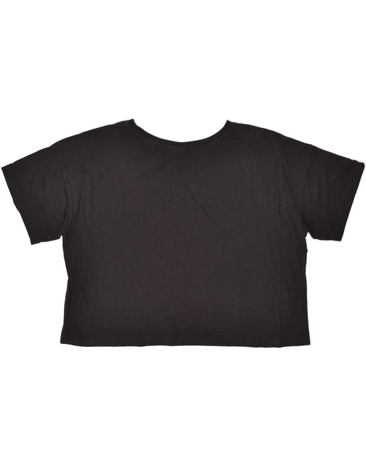 CHAMPION Womens Crop Graphic T-Shirt Top UK 16 Large Black Cotton | Vintage Champion | Thrift | Second-Hand Champion | Used Clothing | Messina Hembry 