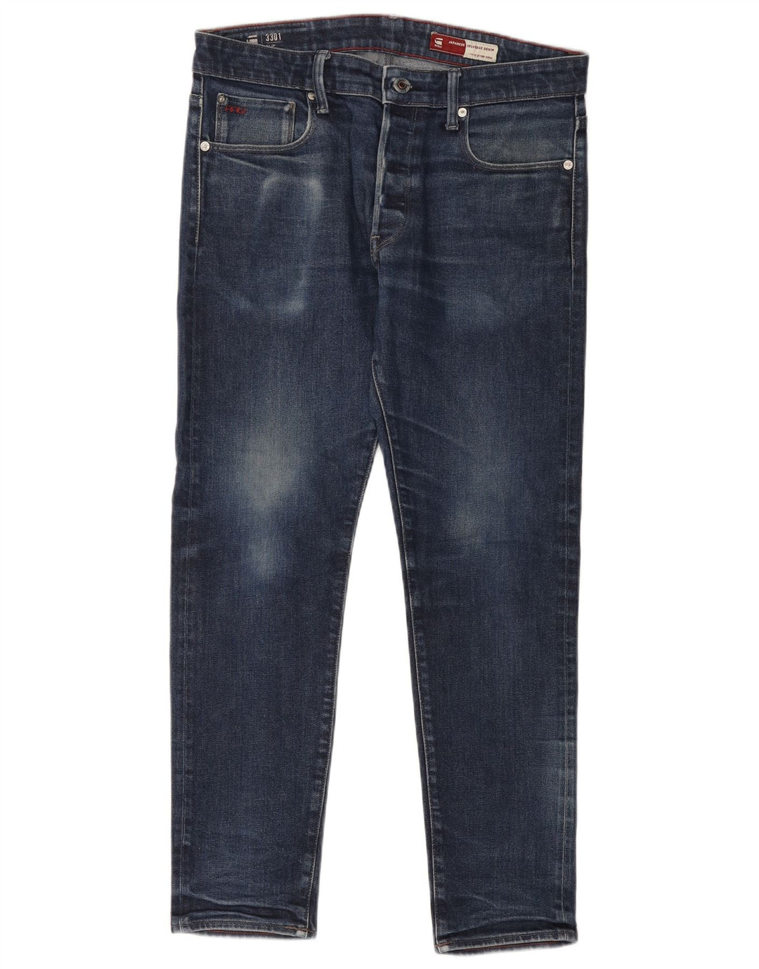 G-Star Mens 3301 Slim Jeans W34 L32 Blue Cotton