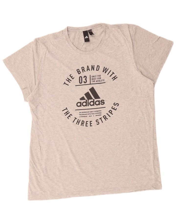 Adidas Herren Grafik-T-Shirt aus mittelgrauer Baumwolle