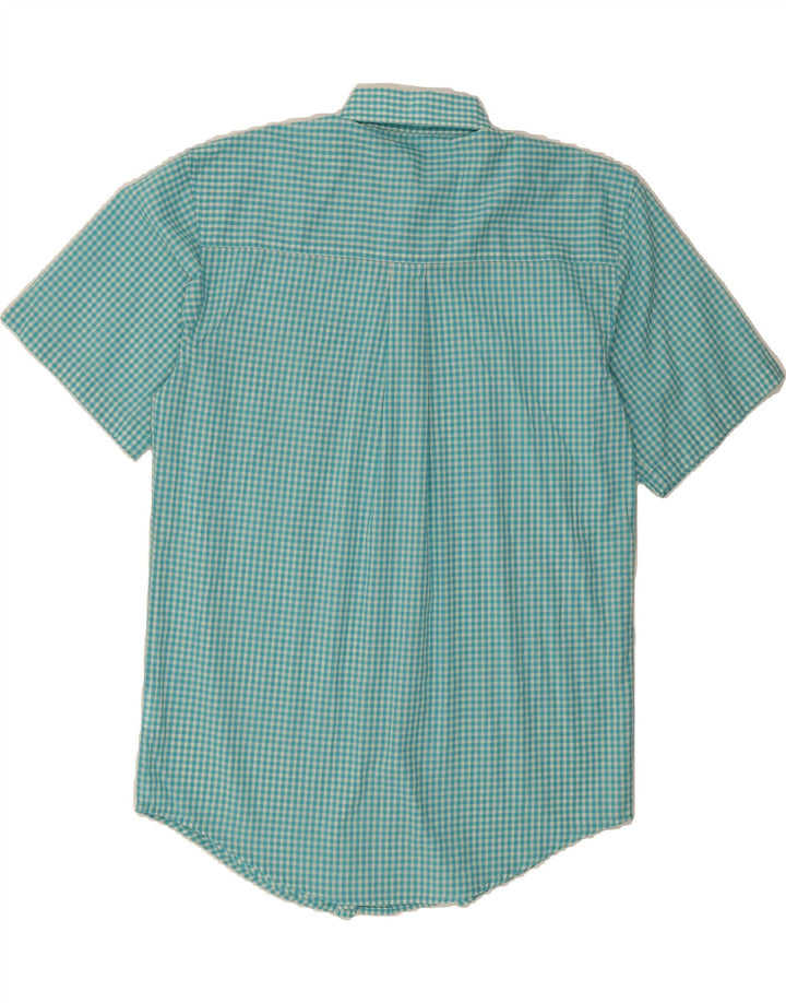 WRANGLER Mens Riata Short Sleeve Shirt Medium Blue Gingham Cotton Vintage Wrangler and Second-Hand Wrangler from Messina Hembry 