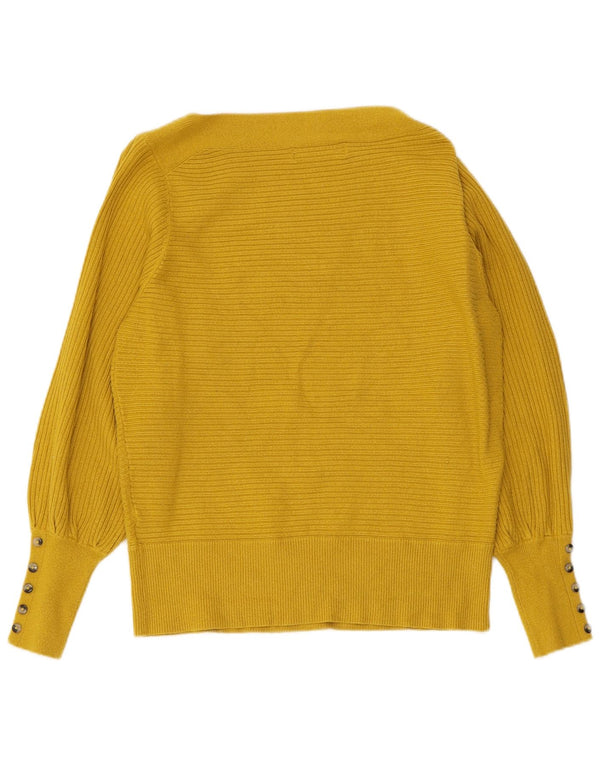 Marks & Spencer Dame Boat Neck Jumper Sweater UK 14 Medium Yellow Viscose