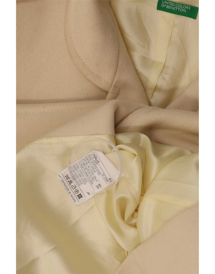 Benetton Womens Overcoat IT 44 Medium Off White Wool