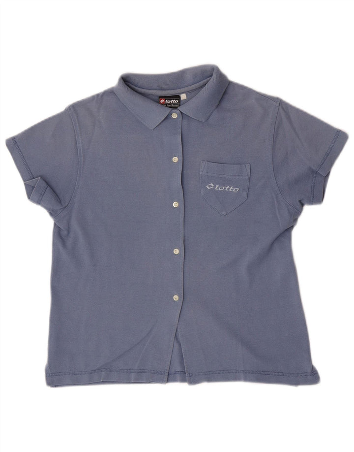 Lotto Womens Short Sleeve Shirt UK 12 Medium Blue Cotton