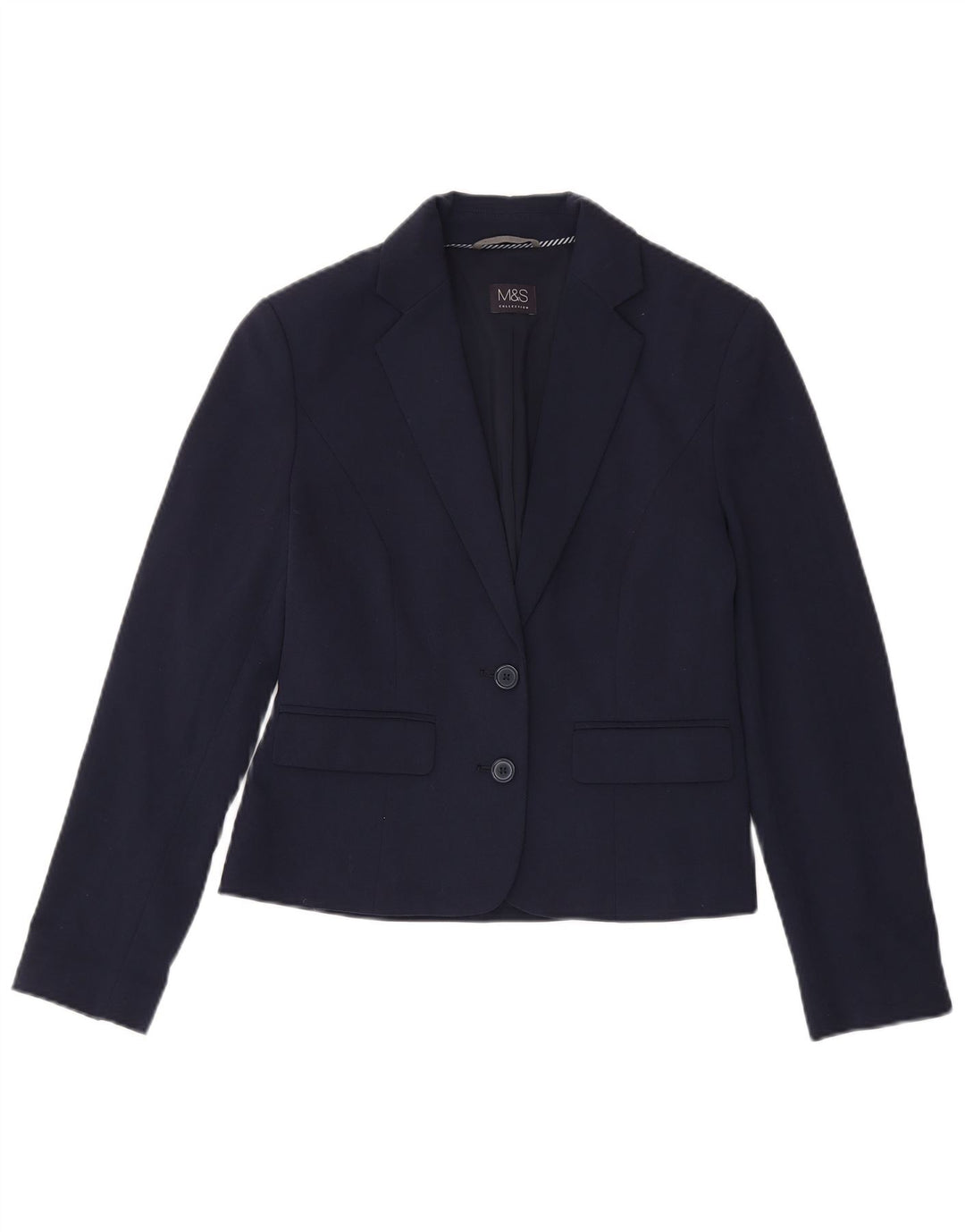 Marks & Spencer Womens 2 Button Blazer Jacket UK 8 Small Navy Blue