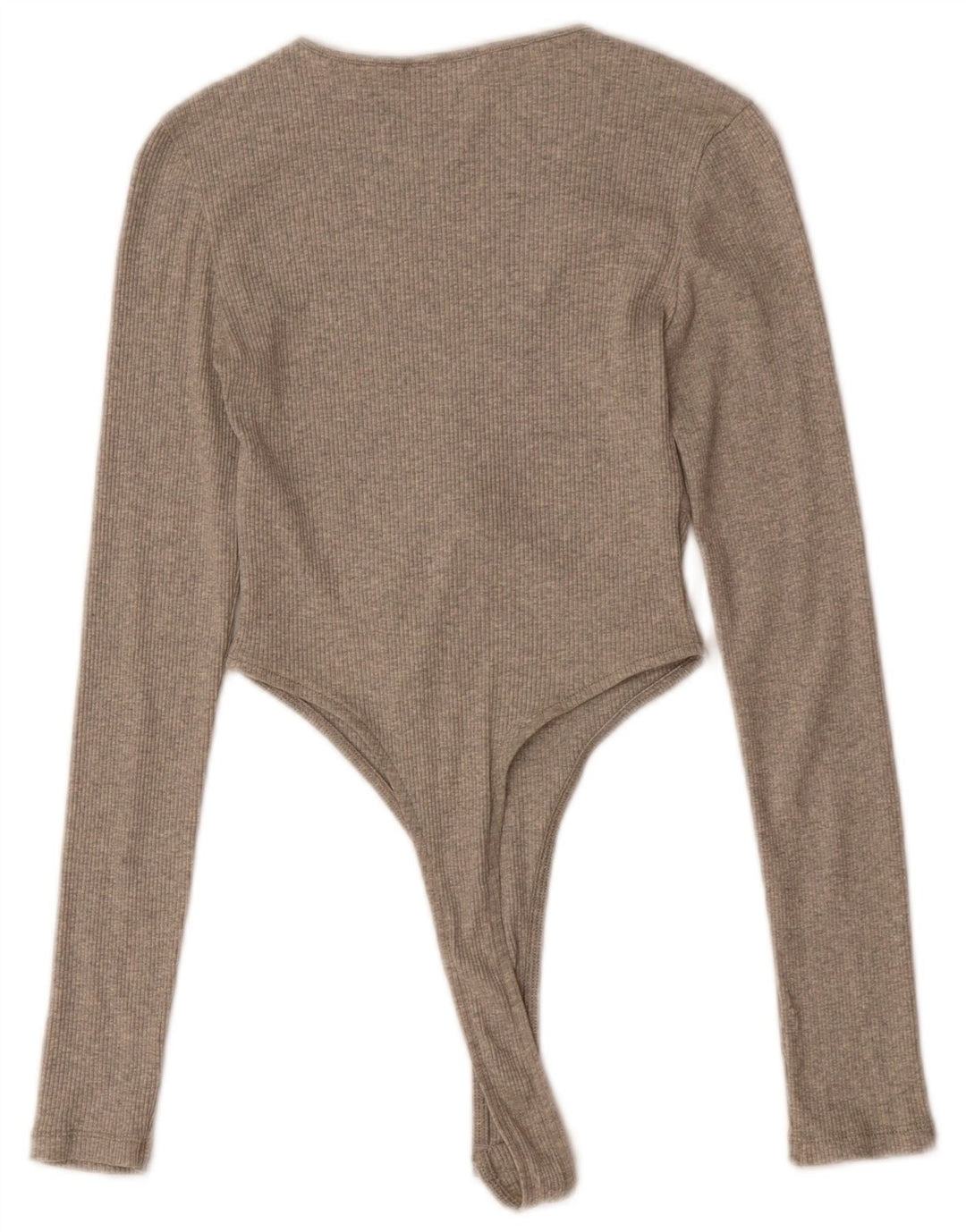 ZARA Womens Long Sleeve Bodysuit UK 8 Small Grey Cotton