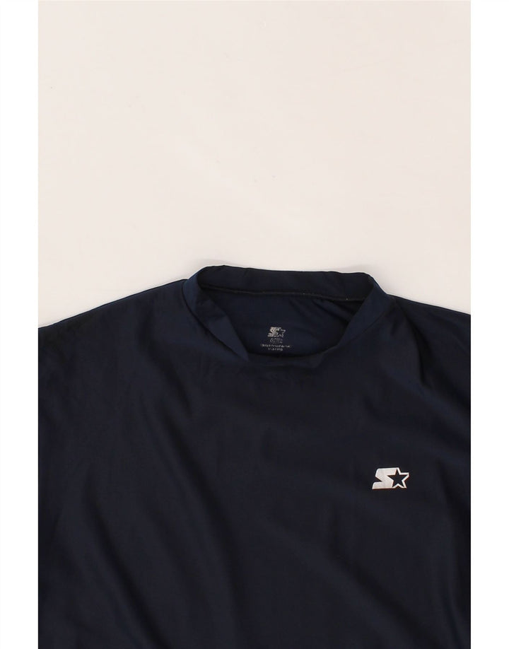 STARTER Mens T-Shirt Top Small Navy Blue Polyester Vintage Starter and Second-Hand Starter from Messina Hembry 
