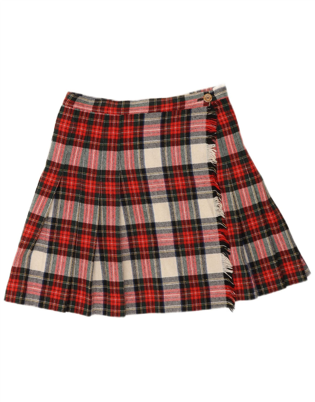 Falda cruzada vintage para mujer W30 cuadros rojos medianos