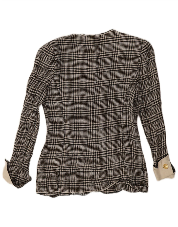 Roccobarocco Womens Cardigan Sweater IT 44 Medium Black Houndstooth