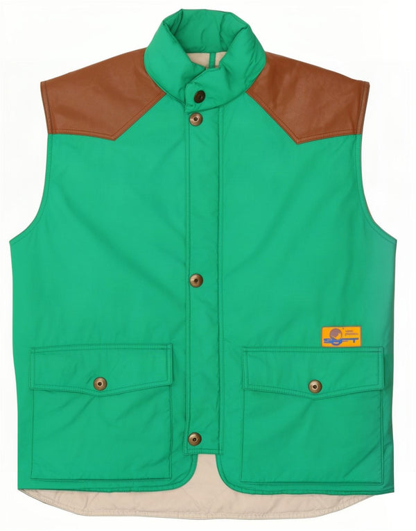 Vintage Mens Padded Gilet UK 40 Large Green Colourblock Polyamide
