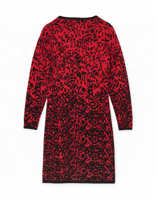 Monsoon Langarm-Pulloverkleid für Damen, Gr. 8, klein, rot, Viskose mit Tiermuster