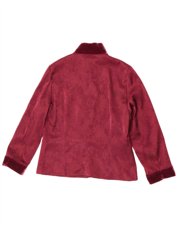 Blunauta Womens 3 Button Oversized Blazer Jacket IT 38 XS Burgundy Floral