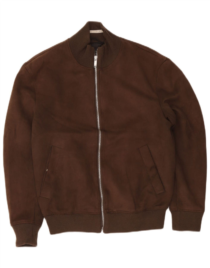 Zara Mens Bomber Jacket UK 38 Medium Brown Polyester