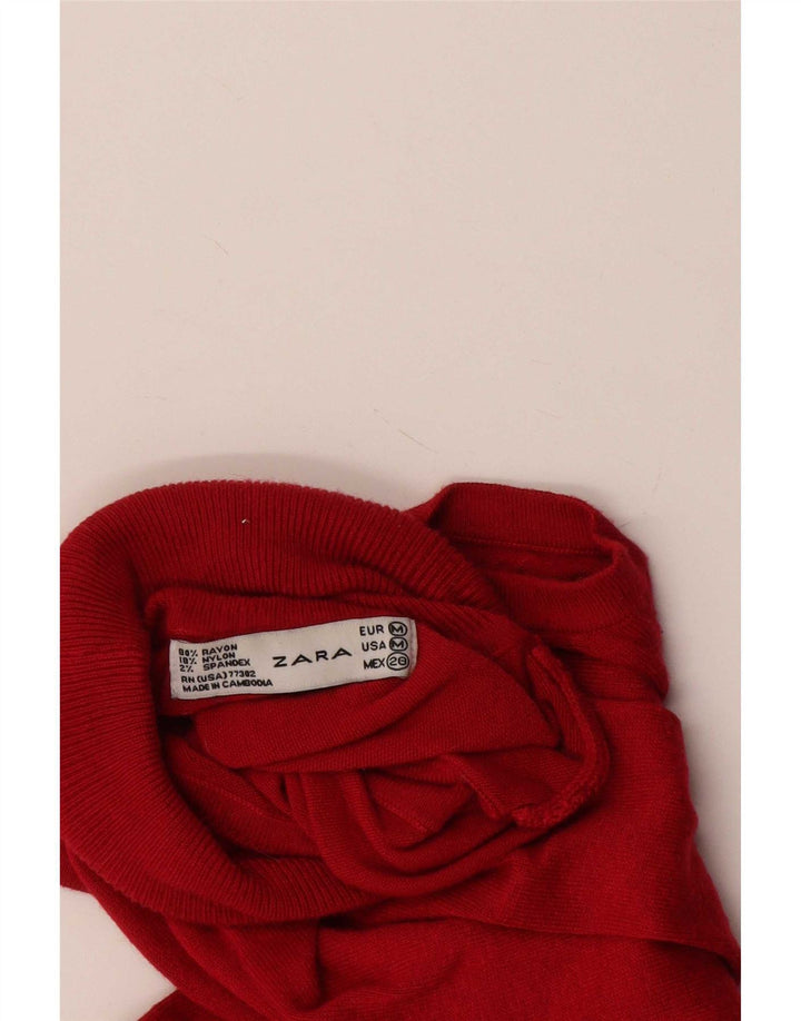Zara Womens Vest Tank Top UK 12 Medium Red Rayon