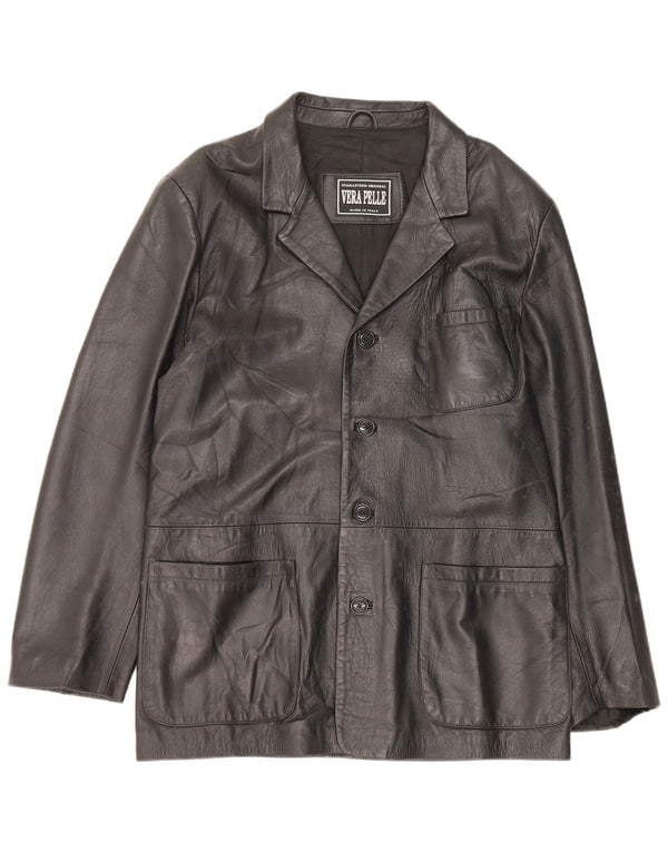 Chaqueta de cuero vintage para hombre IT 52 XL Negro