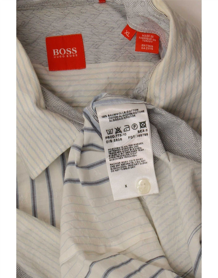 Hugo Boss herreskjorte XL blå stribet bomuld