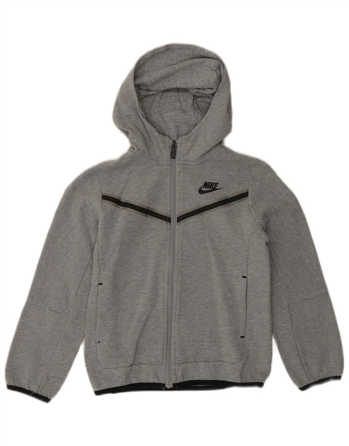 NIKE Boys Zip Hoodie Sweater 6-7 Years Large Grey
