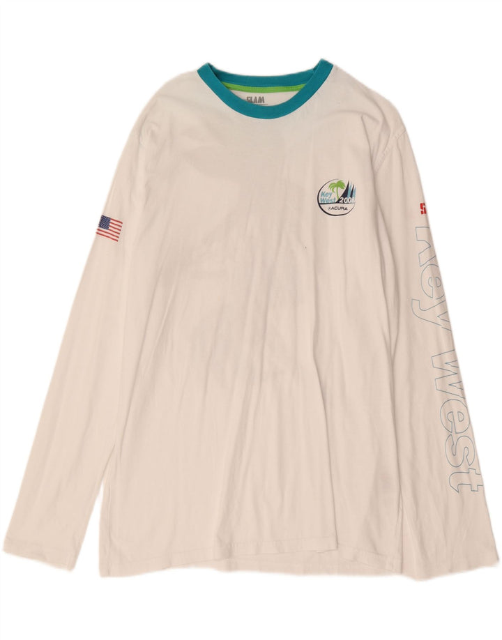 Slam Florida Graphic Top für Herren, langärmelig, groß, aus weißer Baumwolle