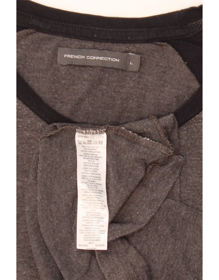 FRENCH CONNECTION Mens T-Shirt Top Large Grey Colourblock Cotton