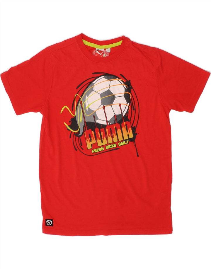 PUMA Boys Graphic T-Shirt Top 9-10 Years Medium Red Cotton Vintage Puma and Second-Hand Puma from Messina Hembry 