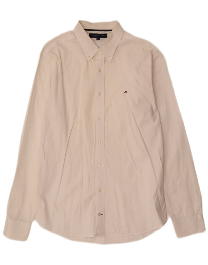 TOMMY HILFIGER Mens Shirt Large White Cotton